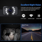 Backup Camera for Truck 7' HD 2K Front/Rear View Monitor kit IP69 Waterproof Night Vision DIY Grid Lines for Car RVs Trucks Tractors Bus Semi-Trailers Pickup AY7