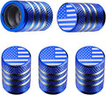 Tire Valve Stem Cap Cover - (5 Pack) Tire Air Cap Metal with Plastic Liner Corrosion Resistant Leak-Proof American Flag for Car Truck Motorcycle Bike Blue