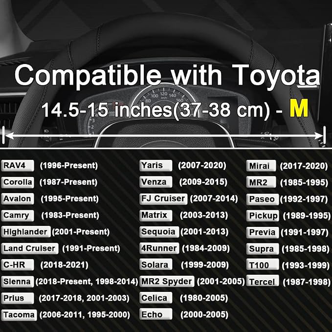 Customized Auto Car Steering Wheel Cover for Toyota (Black)