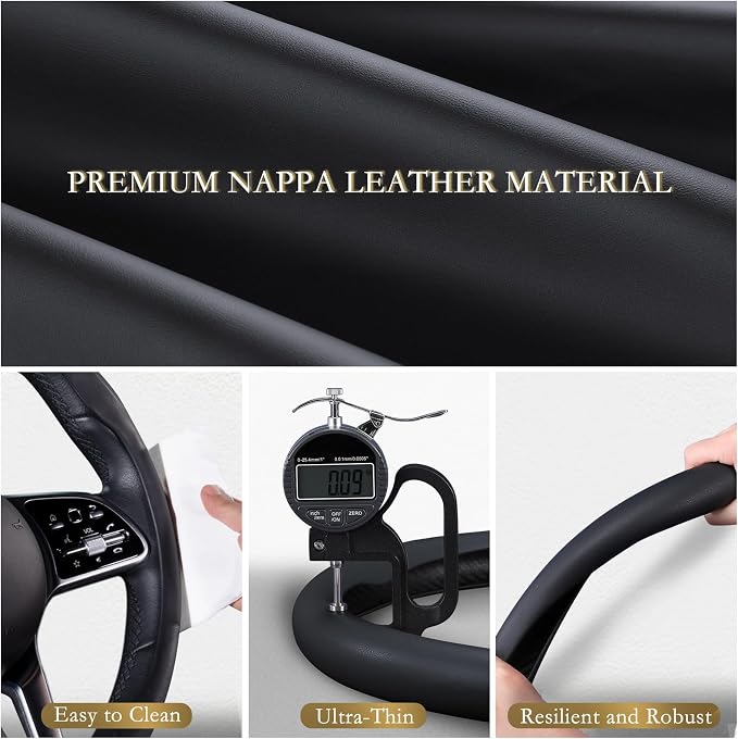 Car Steering Wheel Cover, Ultra-Thin Car Steering Wheel Cover,Comfortable & Breathable Microfiber,Universal Fit for Most Cars, Black