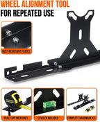 Wheel Toe Alignment Tool Kit for at Home DIY Garage Use, Stainless Steel Toe Plates with Dual Tape Measures, Quick Front-End Toe Check for Automotive Cars Trucks SUVs - Black (Patent Design)
