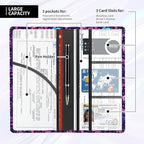 Leather Car Registration and Insurance Card Holder, Cute Car Accessories Vehicle Glove Box Car Organizer for Documents, Cards, License Cute Purple Butterfly