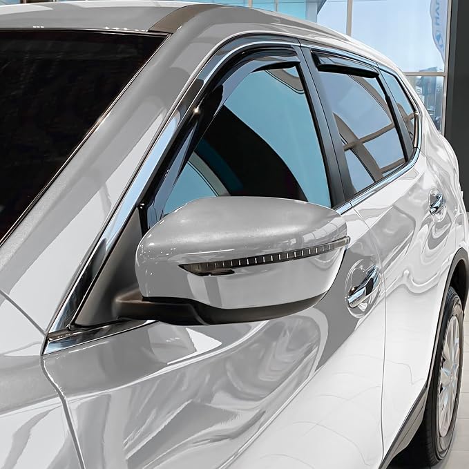 in-Channel Incredibly Durable Rain Guards for Nissan Rogue 2014-2020 SUV, Original Window Deflectors, Vent Deflector, Vent Window Visors, Dark Smoke Car Accessories, 4 pcs - 614156