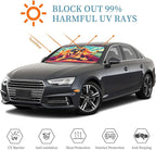 Windshield Sun Shade Driving Dog Funny Car Front Window Sunshade Cover for Truck SUV Blocks UV Rays Automotive Visor Interior Protector 51 x 27.5 inch