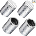 Tire Valve Stem Caps - (4 Pack) American Flag Metal Air Caps with Plastic Liner, Durable, Corrosion Resistant and Leak-Proof, Universal Fit for Cars, Trucks, Motorcycles, and Bikes - Silver