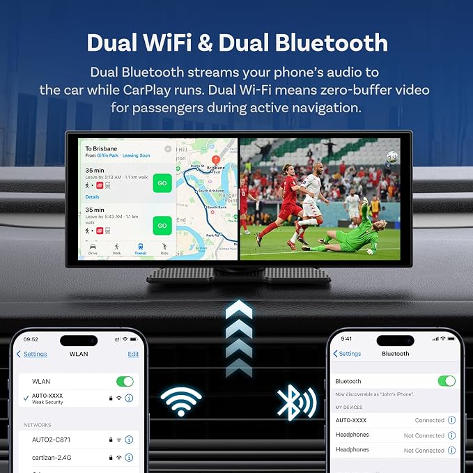 OTTOCAST OttoScreen AI 11.4" Wireless Carplay Screen for Car, Gemini AI Voice Control, Android Auto, Netflix YouTube Google Play, Dual WiFi Dual Bluetooth, 1080P Backup Camera, 8-Core Android 15