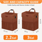Car Trash Can, Brown, 2.2 Gallons Capacity, Waterproof, Polyester Material, Adjustable Strap, Hanging Design, Leakproof Lining, 100% PEVA Thickness