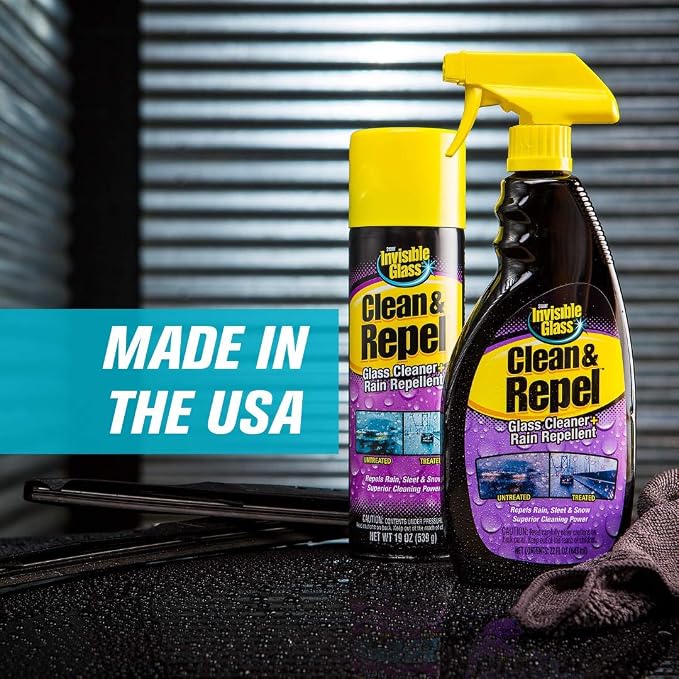 92184-3PK Glass Cleaner + Rain Repellent 2-in-1 Windshield and Window Spray, Cleans Auto Glass, Repels Rain, Sleet, Snow, Improves Wet Weather Visibility – 22 fl oz (Pack of 3)