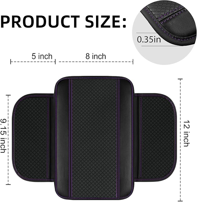 10 Pcs Car Floor Mats Full Set Car Accessories, Microfiber Leather Steering Wheel Covers 14.5-15 inch, Center Console Cover, Seat Belt Pads, Cup Coasters, Universal Interior Decor(Purple)