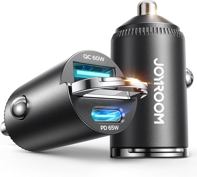 2-Pack USB C Car Charger [Flush & Pull Ring] 65W PD + 60W QC Dual-Port Car Cigarette Lighter Charger, Fast Car Charger for iPhone 17/16/15 Series, Galaxy S26/25/24, MacBook Air, iPad and More