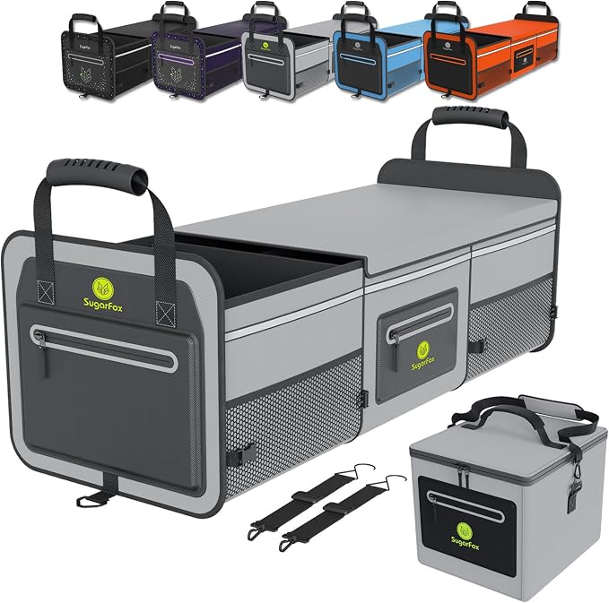 95L Car Trunk Organizer & Storage With 26L Ice Pack, Waterproof Foldable | Trunk Organizers for SUVs & Cars, Car Storage Organizer, Great Gift for Drivers (Gray-M004)