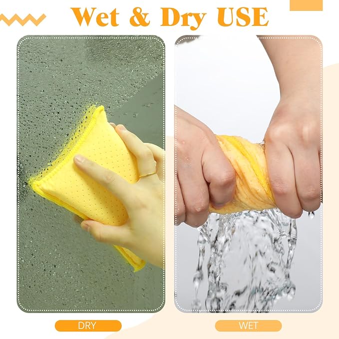 8 Pcs Car Windshield Defogger Sponge Window Cleaner Tool for Car Windshield Mirrors Glass No Scratch Absorbent Defogger Chamois Sponge Bulk Auto Wash Cleaning Supplies