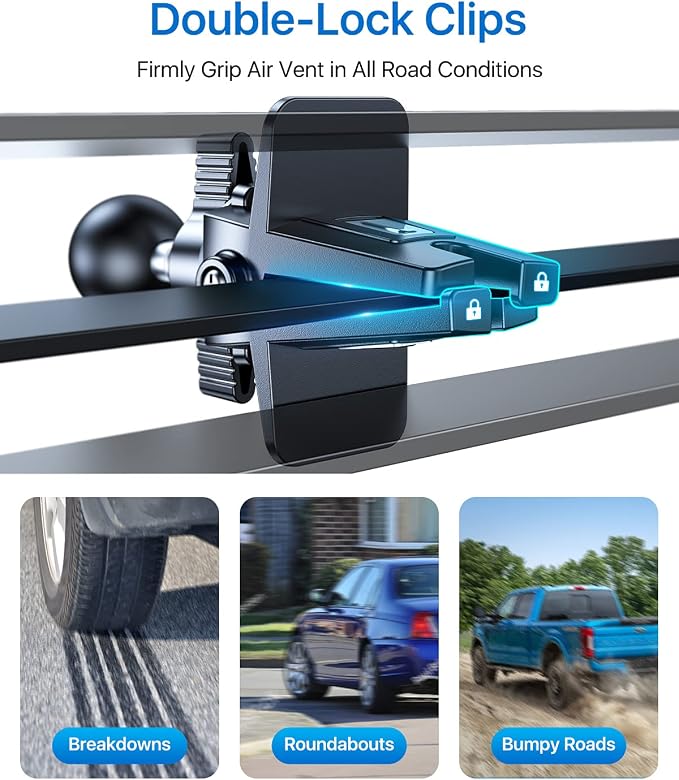 2026 Upgraded Car Phone Holder Mount for Vent, Military Sturdy Metal Clip Air Vent Phone Holder for Your Car Easy Used Cell Phone Car Mount for iPhone 17 Pro Max 15 14 13 Samsung S26 S25