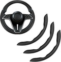 3Pcs Carbon Fiber Steering Wheel Cover Universal Fit 99% Cars | Non-slip soft grip, easy to wipe clean, quick to install, perfect for daily commutes and road trips, Black