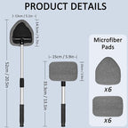 20 Pieces Windshield Cleaner Tool, Inside Car Windshield Cleaning Tool with 12 Microfiber Pads, 4 Spray Bottle, and Extendable Handles Car Window Cleaning Tool Kit, Gray