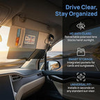 Craedli Car Sun Visor Extender Organizer, 2 in 1 Anti-Glare Sunshade with Magnetic Sunglasses Holder & Mesh Pouch, Multifunctional Adjustable Auto Interior Storage Accessories (LightGray)
