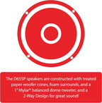 D65SP 2-Way 6.5 inch Car Audio Speakers Pair with 200 Watt Peak Power | 100 Watts per Speaker | 1 inch Mylar Balanced Dome Tweeter