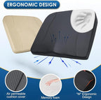 Comfort Memory Foam Car Seat Cushions For Driving,Beige Booster Cushion Pad | Ergonomic Height Cushion, Sciatica & Lower Back Pain Relief Pillow, Comfort Seat Pad for Car Office Wheelchair Short People