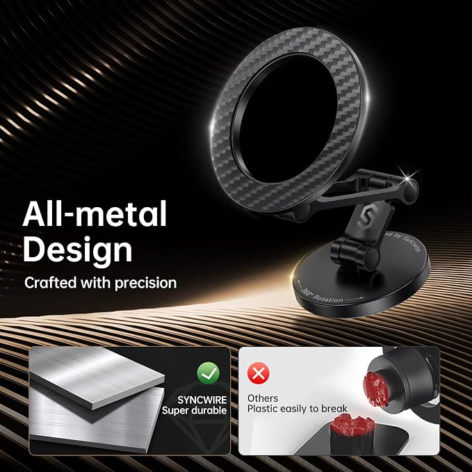 Fits MagSafe Car Mount, Magnetic Phone Holder for Car Dashboard, [Flexible Three-axis] 360° Rotation Magnetic Car Mount Strong Magnets Car Phone Holder for iPhone 17 16 15 14 Pro Max