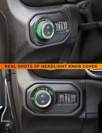 HVAC Climate Control Panel Knob Trim Kit & Light Control Switch Cover, Air Conditioner Knob Aluminum Alloy Ring for 2018-2024 Jeep Wrangler JL JLU & Gladiator JT, Interior Accessories, Green