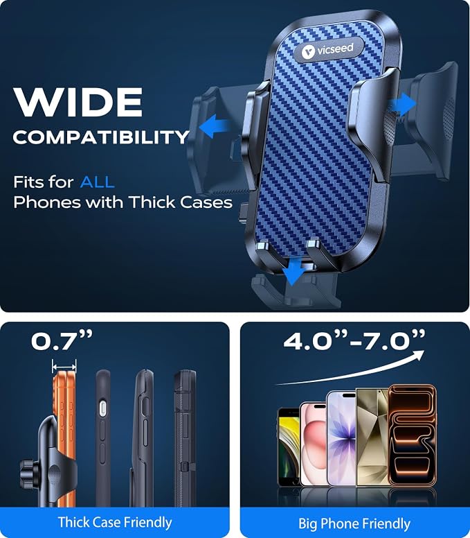 [True Strongest Suction] [Rally Racing-Grade Stability] Phone Holders for Your Car 2025 Upgraded Car Phone Holder Mount Truck Stand Cradle for iPhone Samsung All Phones, Dark Blue