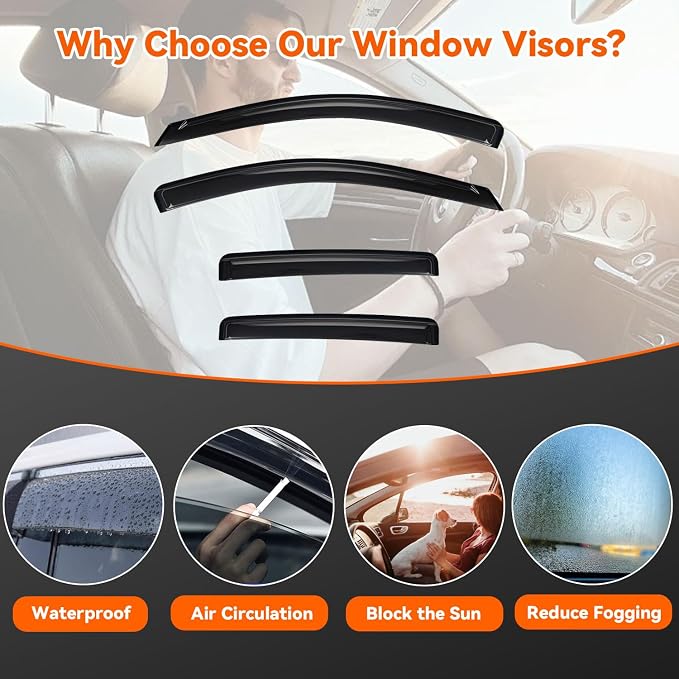 Rain Guards Compatible with 2020-2025 Nissan Sentra,Tape-On Side Window Visor Wind Deflector Vent Visors Car Accessories 4pcs