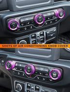 HVAC Climate Control Panel Knob Trim Kit & Light Control Switch Cover, Air Conditioner Knob Aluminum Alloy Ring for 2018-2024 Jeep Wrangler JL JLU & Gladiator JT, Interior Accessories,Purple