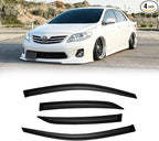 Window Visors for Toyota Corolla 2009-2013, Rain Guards Shields Vent Deflector Shade Dark Smoke 2010 2011 2012, Tape-On, 4PCS