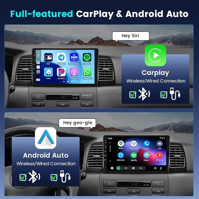 8 Core [4+64G] Android 15 Car Radio for Toyota Corolla EX 2005-2012 Wireless Carplay Android Auto,9'' Touch Screen for Corolla with GPS/5GHz WiFi/EQ/DSP/Bluetooth/FM RDS+Backup Camera