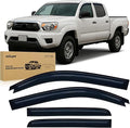 Window Rain Guards for Toyota Tacoma Double Cab 2005-2015 2010 2011 2012 2013 2014 2015, Out-Channel Window Visors Vent Wind Deflectors-4PCS