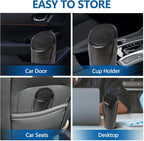 Mini Car Trash Can with Lid, Portable Garbage Can for Car, Leakproof Cup Holder Automotive Garbage Bin with 2 Rolls of Trash Bags, Small Trash Storage Can for Car Home Office(Black)