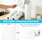 55 Pack Microfiber Cleaning Cloth Roll, Tear Away Reusable Towels, 11" X 9", Ultra Absorbent & Lint Free Microfiber Cloth for Cleaning Cars, Kitchen, Window, and Shop (White, 9”X11”-55PK)