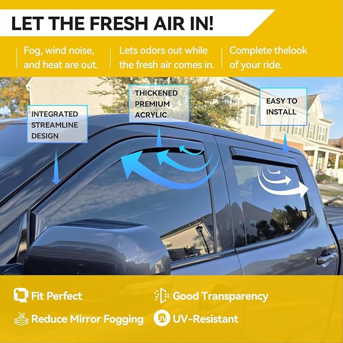 in-Channel Rain Guards for 2021-2026 Chevy Trailblazer, Window Visor Shields Vent Deflector Shade Wind Dark Smoke 2022 2023 2024 2025 21 22 23 24 25 26, Tape-On Inside-Mount, 4PCS