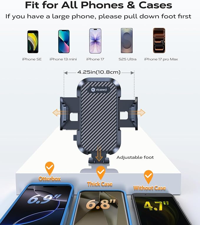 2026 Upgrade Ultra Stable Car Phone Holder Mount [Never Fall Off & Won't Break] Universal Air Vent Phone Mount for Car Easy Clamp Phone Holders for Your Car for iPhone 17 Pro Max 16 15 14 13