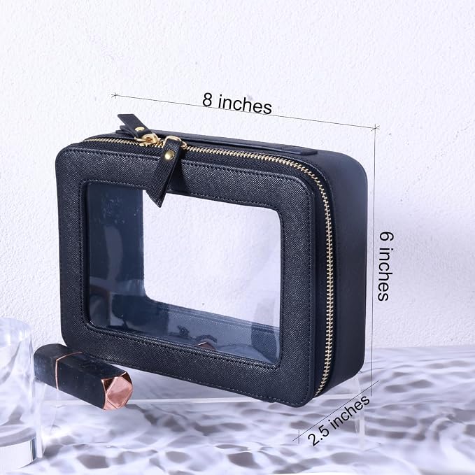 Toiletry bag waterproof cosmetic organizer with handle lagre opening for travelling car organizers(Black)