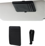 Magnetic Card Holder for Vehicle - Minimalist Leather RFID Blocking Credit Card Holder - Travel Wallets for Car Visor Organizer (Black)