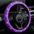 Diamond Soft Leather Steering Wheel Cover with Bling Bling Crystal Rhinestones, Universal 15 inch, Purple