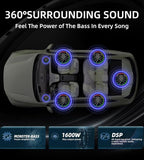 Upgrade1600W Under Seat Subwoofer | 10" Slim Car Sub with Built-in Amp, RGB LED Lights, APP Control | Independent Bass Knob, LPF, Gain, Bass Boost | High Output Deep Bass Distortion-Free Audio
