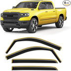 in-Channel Window Rain Guard for Dodge RAM 1500 (New Body Style Includes TRX) 2019-2026 Crew Cab Rain Guards Side Truck Window Visors Low Profile Vent Visor Window Deflectors Vent Shades
