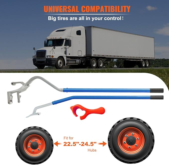 Tire Mount Demount Tool 22.5" to 24.5" Tire Changer Steel Bead Breaker Extra Bead Holder Tubeless Truck Manual Tire Changing Tools for Car Repairing(Blue)