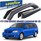 Goodyear Shatterproof in-Channel Window Deflectors for Dodge Grand Caravan 2008-2020, Rain Guards, Window Visors for Cars, Vent Deflector, Car Accessories, 4 pcs - GY008443