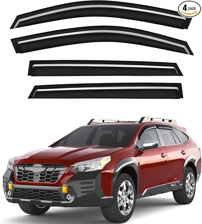 2020-2025 Tape-On Rain Guards for Subaru Outback Side Window Visor Deflectors, Premium Limited Touring, Durable Tinted Vent Shades 2021 2022 2023 2024, Window Visors Wind Deflector Dark