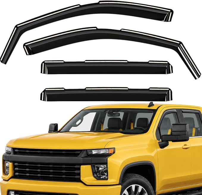 Extra Durable Window Deflectors In-Channel Visors Rain Guards Fit for Chevy Silverado/Sierra 2500HD/3500HD 2020-2026 Crew Cab, Sun Visors, Wind Vent for Shades, Exterior Car Accessories - 4pcs. AG0141