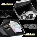 Car Sun Visor Organizer, Multifunctional Auto Visor Document Holder with Sunglasses Clip, Universal Car Interior Accessories Organizer for Drving License, Card, Pen (Black)