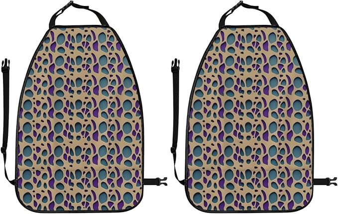 Kick Mat Back Seat Protector for Car 2 Pack Extra Large Car Back Seat Cover with 3 Storage Pockets Waterproof Seat Back Protector Repetition and Pattern Backseat Car Organizer for Trucks SUV