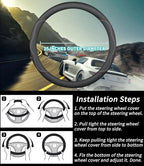 Custom-Fit for BMW Steering Wheel Cover, Premium Leather Car Steering Wheel Cover with Logo, Non-Slip, Breathable, for BM-W Accessories (A-Style,for BMW)