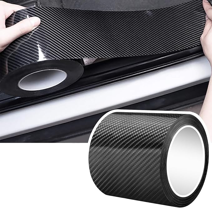 Car Door Edge Guards Door Sill Protector, 2.7In x 16.4Ft 5D Carbon Fiber Car Wrap Film, Vinyl Automotive Wrap Film Anti-Collision Fits for Most Car (Black)