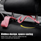 Purse Hook for Car, 4 PCS Car Purse Hook Headrest Hooks, 360° Rotatable Back Seat Storage Organizer, Universal Vehicle Seat Hanger for Purses, Handbags, Grocery Bags, Water Bottles, Pink