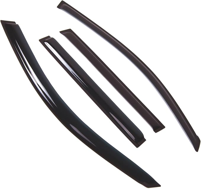 WD2-659 Dark Smoke 4 Pcs Set Window Visor (Outside Mount) Deflector Rain Guard Compatible with 2008-2013 Toyota Highlander
