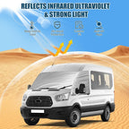 Silver RV Windshield Cover for Ford Transit 2015-2026 | Fits Transit 150 250 350 350HD, Hail Protector, Waterproof Snow Cover